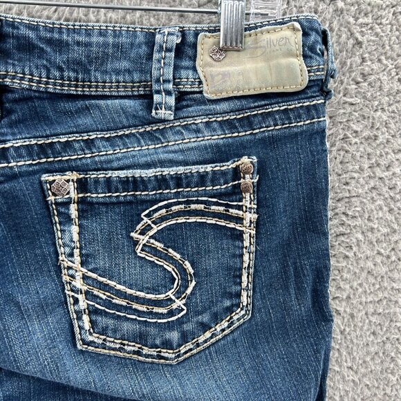 Silver Suki Jeans Womens 32 Raw Hem Blue Stretch Denim * - Picture 5 of 11